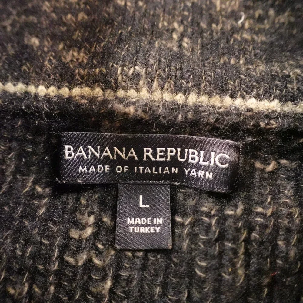 Banana Republic Ribbed Popover Shawl Sweater – Men’s Size Large – Italian Yarn‎
